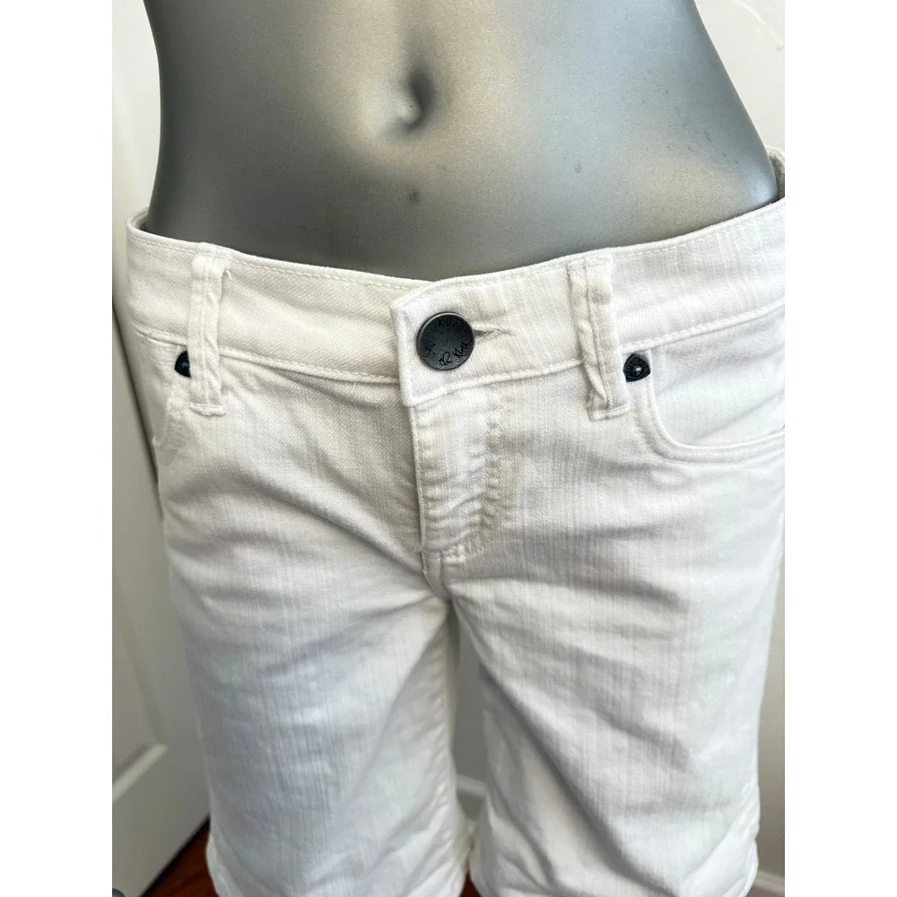 KUT from the Kloth Catherine Boyfriend Bermuda Shorts Jorts White 4 Mid Rise